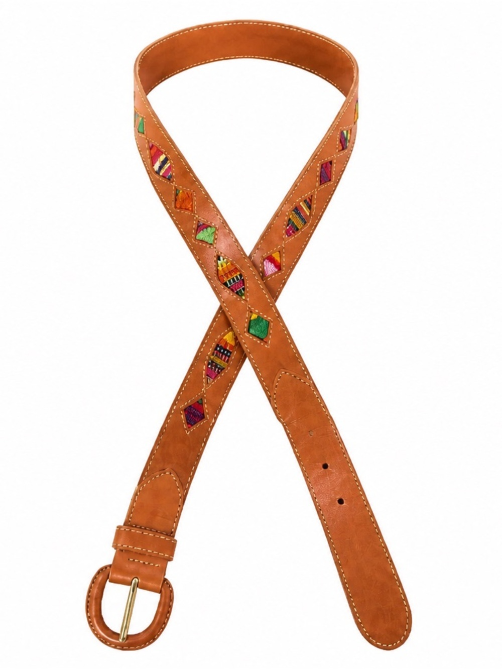 Leather belt with diamond shaped inlay work